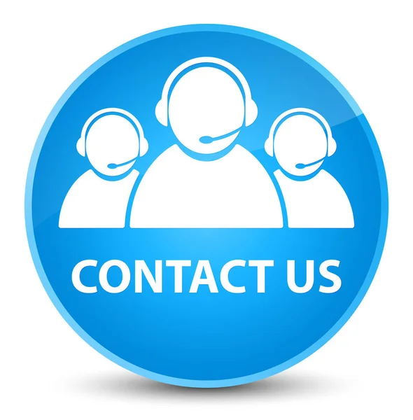Kontaktieren Sie uns (Kundenbetreuungsteam Symbol) elegant cyanblau rund, aber — Stockfoto