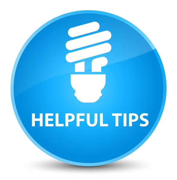 Consigli utili (icona della lampadina) elegante pulsante rotondo blu ciano — Foto Stock