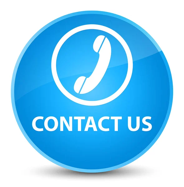 Contact us (phone icon) elegant cyan blue round button — Stock Photo, Image