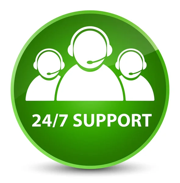 Supporto 24 / 7 (icona del team di assistenza clienti) elegante butto rotondo verde — Foto Stock