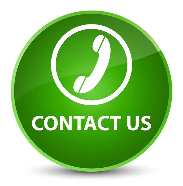 Contacte-nos (ícone do telefone) botão redondo verde elegante — Fotografia de Stock