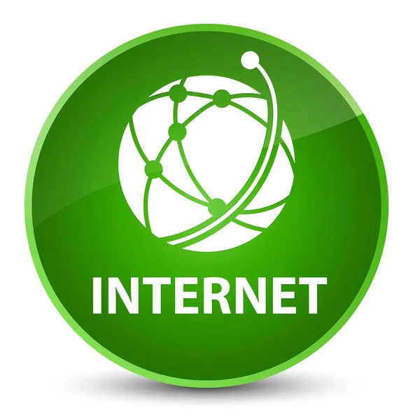 Internet (ícone de rede global) botão redondo verde elegante — Fotografia de Stock