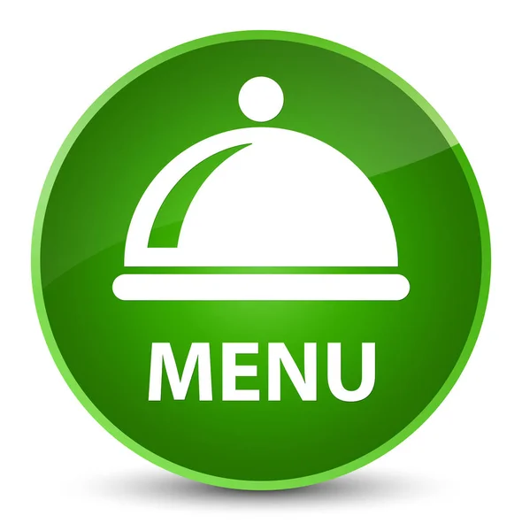 Menu (icona del piatto alimentare) elegante pulsante rotondo verde — Foto Stock