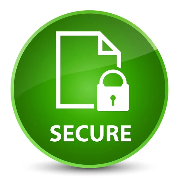 Secure (document page padlock icon) elegant green round button — Stock Photo, Image