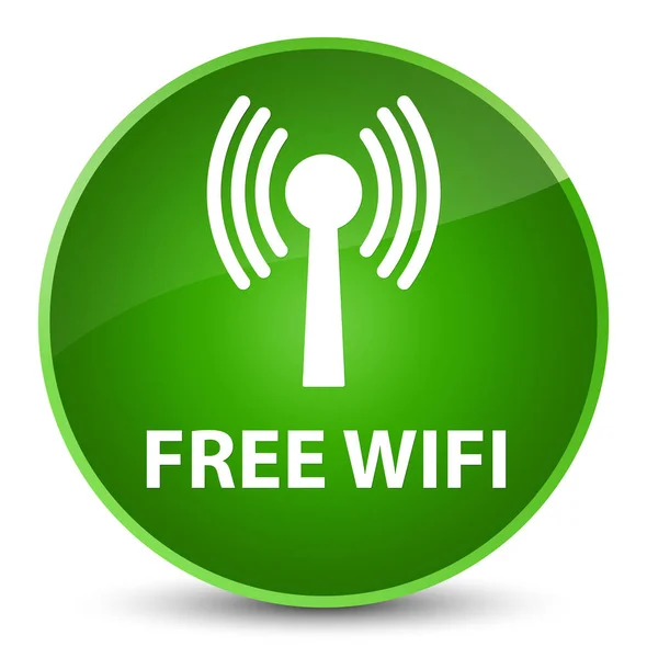 Free wifi (wlan network) elegant green round button — Stock Photo, Image