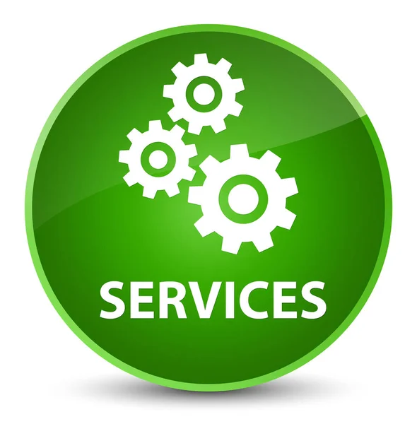 Serviços (ícone de engrenagens) botão redondo verde elegante — Fotografia de Stock