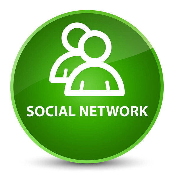 Social network (group icon) elegant green round button