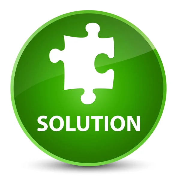 Solução (ícone de quebra-cabeça) botão redondo verde elegante — Fotografia de Stock