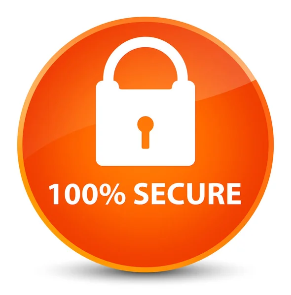 100% secure elegant orange round button — Stock Photo, Image