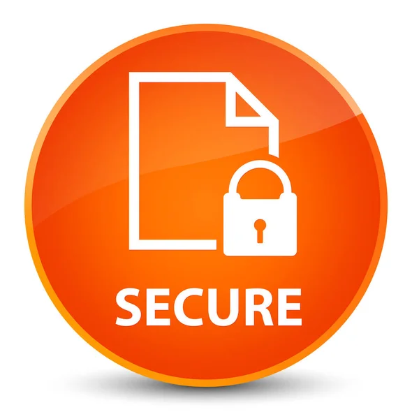 Secure (document page padlock icon) elegant orange round button — Stock Photo, Image