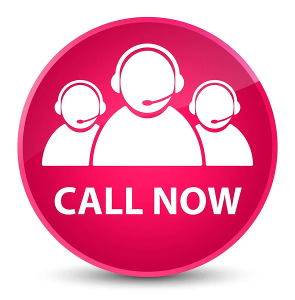 Call now (customer care team icon) elegant pink round button — Stock Photo, Image