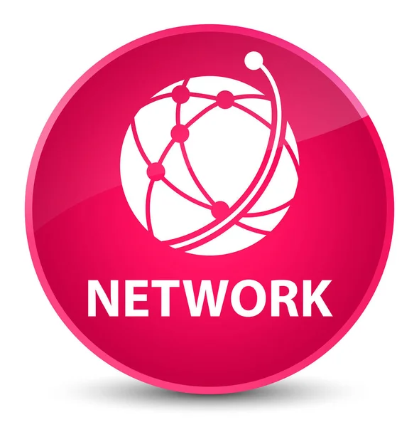 Network (icône du réseau mondial) bouton rond rose élégant — Photo
