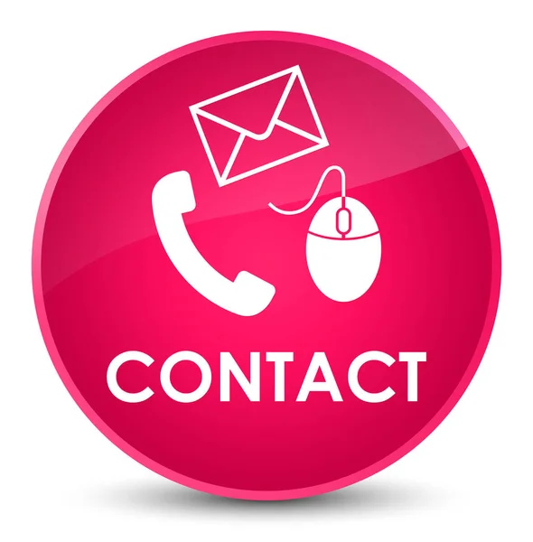 Contatto (telefono e-mail e icona del mouse) rosa elegante pulsante rotondo — Foto Stock