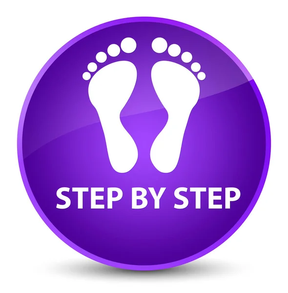 Step by step (footprint icon) elegant purple round button — Stock Photo, Image