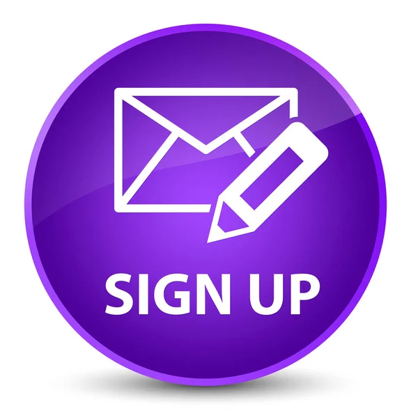 Iscriviti (modificare l'icona della posta) elegante pulsante rotondo viola — Foto Stock