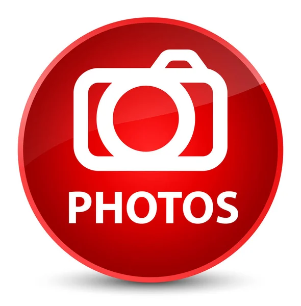 Fotos (icono de la cámara) botón redondo rojo elegante —  Fotos de Stock