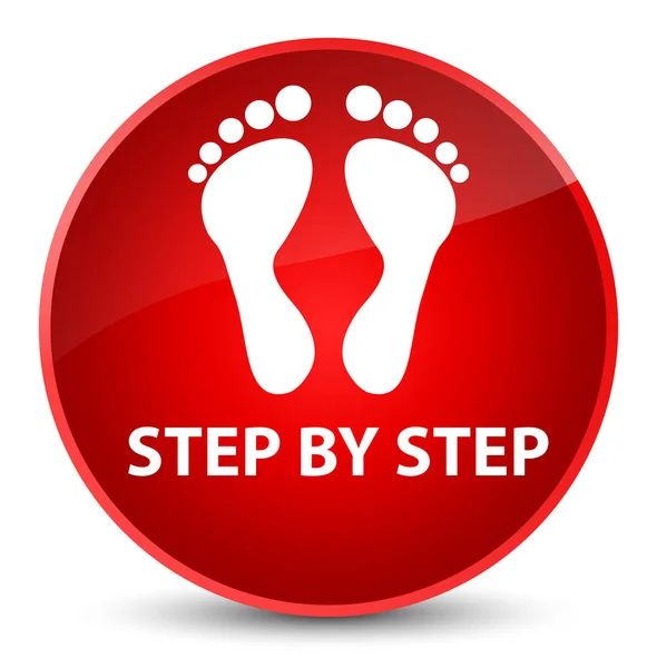 Step by step (footprint icon) elegant red round button — Stock Photo, Image