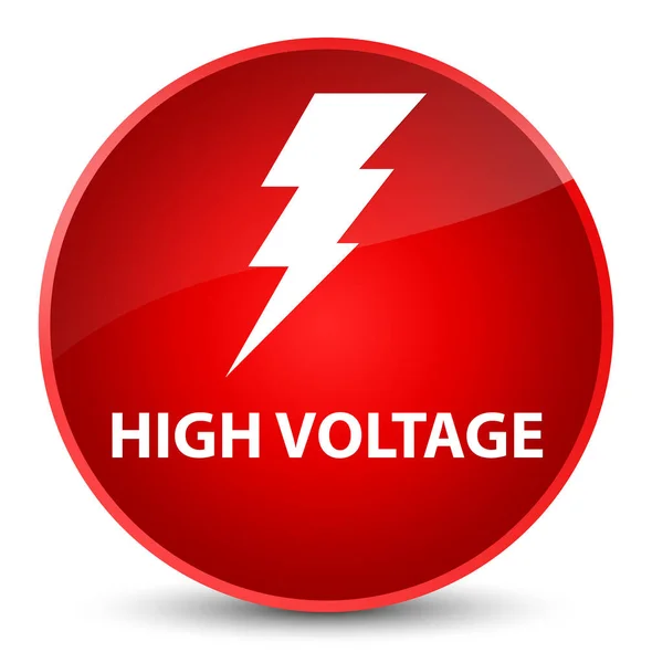 Κομψό κόκκινο κουμπί γύρο υψηλής τάσης (εικονίδιο ηλεκτρικής ενέργειας) — Φωτογραφία Αρχείου