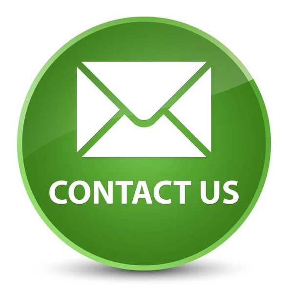 Contacte-nos (ícone de e-mail) elegante botão redondo verde suave — Fotografia de Stock