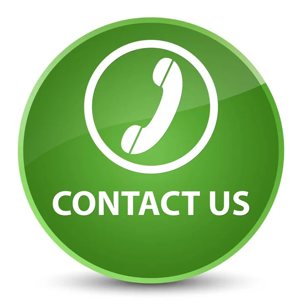 Contacte-nos (ícone do telefone) botão redondo verde suave elegante — Fotografia de Stock