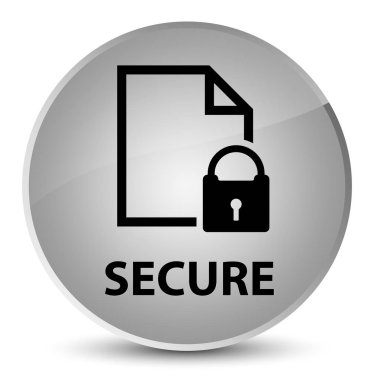 (Belge sayfa asma kilit simgesi) zarif beyaz yuvarlak düğmesini güvenli