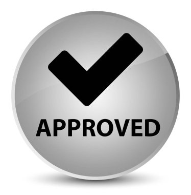 Onaylı (simge doğrulama) zarif beyaz yuvarlak düğmesi