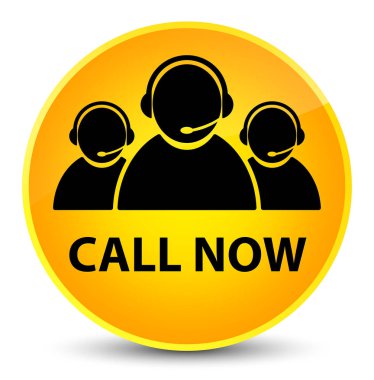 (Müşteri bakım ekibi simgesi) zarif sarı yuvarlak şimdi düğme