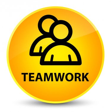 Ekip çalışması (grup simgesi) zarif sarı yuvarlak düğmesi