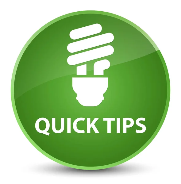 Quick tips (bulb icon) elegant soft green round button — Stock Photo, Image