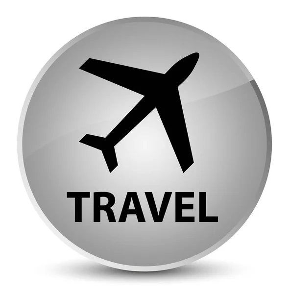 Elegancki biały okrągły przycisk podróży (ikona płaszczyzny) — Zdjęcie stockowe