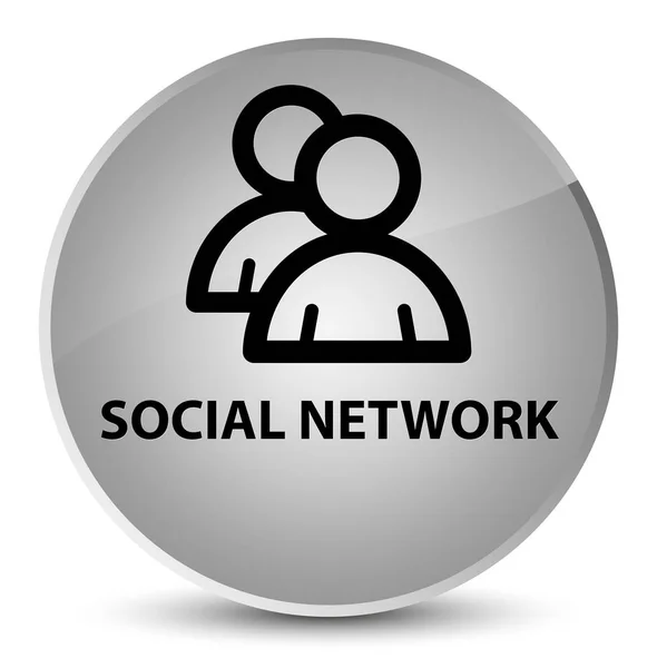 Social network (group icon) elegant white round button — Stock Photo, Image