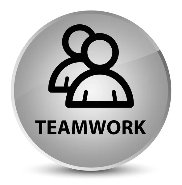 Trabajo en equipo (icono del grupo) botón redondo blanco elegante — Foto de Stock