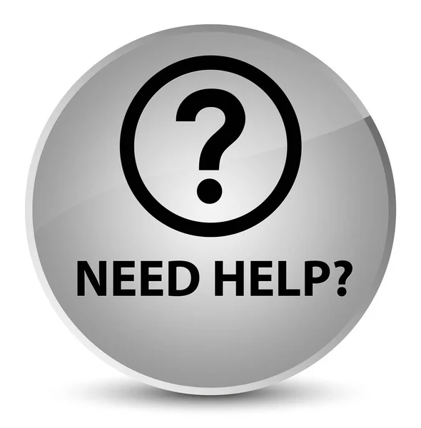 Precisa de ajuda (ícone de pergunta) elegante botão redondo branco — Fotografia de Stock