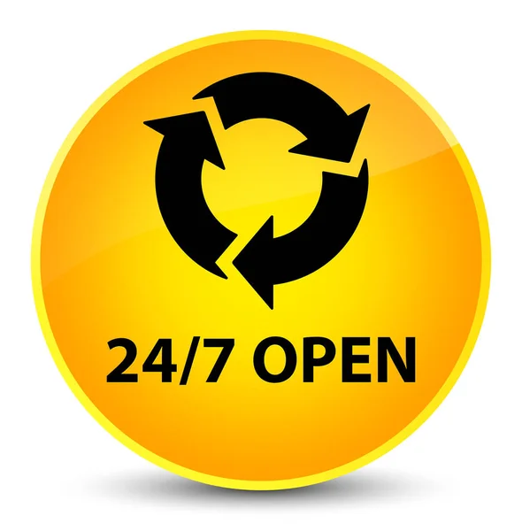 24/7 open elegant yellow round button — Stock Photo, Image