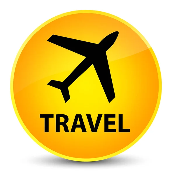 Viaje (icono de avión) botón redondo amarillo elegante — Foto de Stock