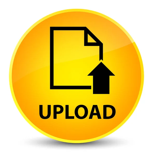 Eleganckie żółty okrągły przycisk Upload (ikona dokumentu) — Zdjęcie stockowe