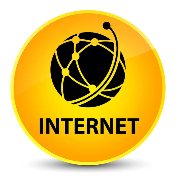 Internet (icono de red global) botón redondo amarillo elegante —  Fotos de Stock