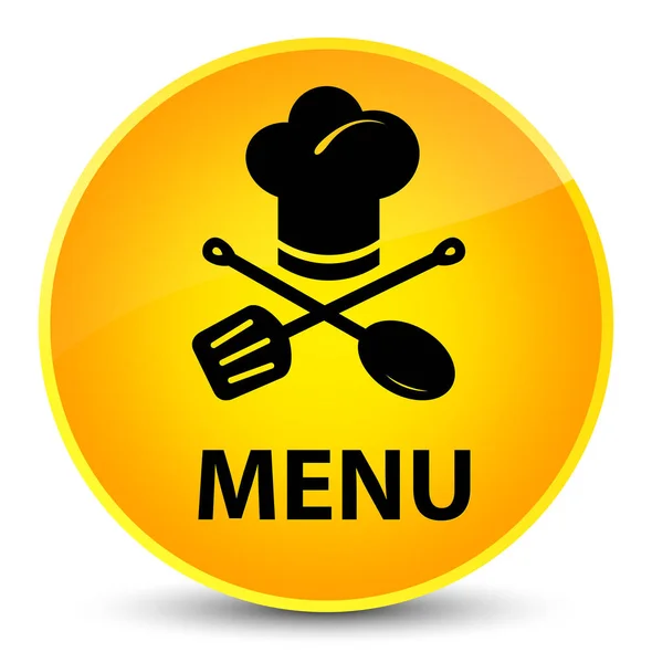 Menu (restaurant icon) elegant yellow round button — Stock Photo, Image