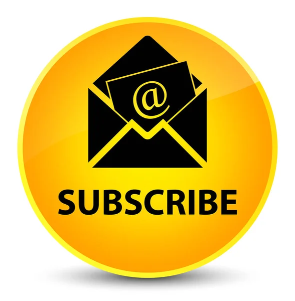 (Ενημερωτικό δελτίο ηλεκτρονικού ταχυδρομείου εικονίδιο) κομψό κίτρινο στρογγυλό κουμπί εγγραφής — Φωτογραφία Αρχείου