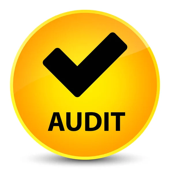 Auditoría (validar icono) botón redondo amarillo elegante — Foto de Stock