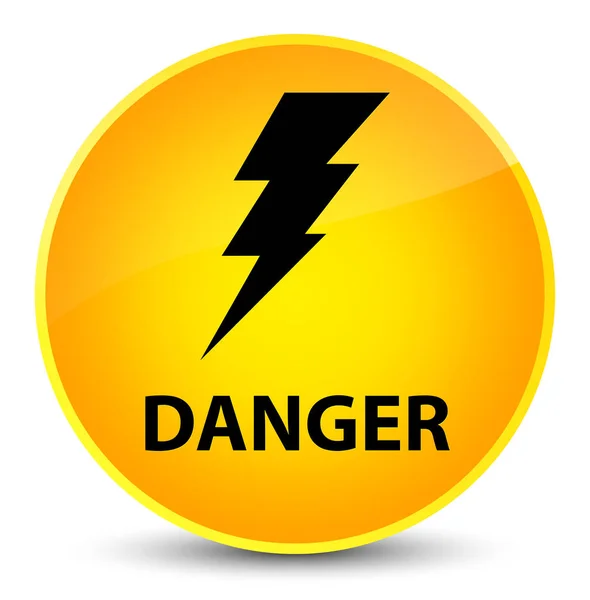 Pericolo (icona dell'elettricità) elegante pulsante rotondo giallo — Foto Stock