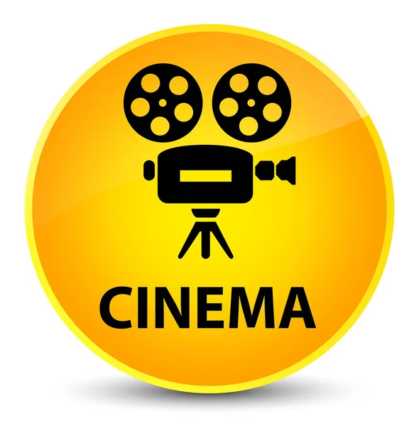 Cinema (ícone de câmera de vídeo) botão redondo amarelo elegante — Fotografia de Stock