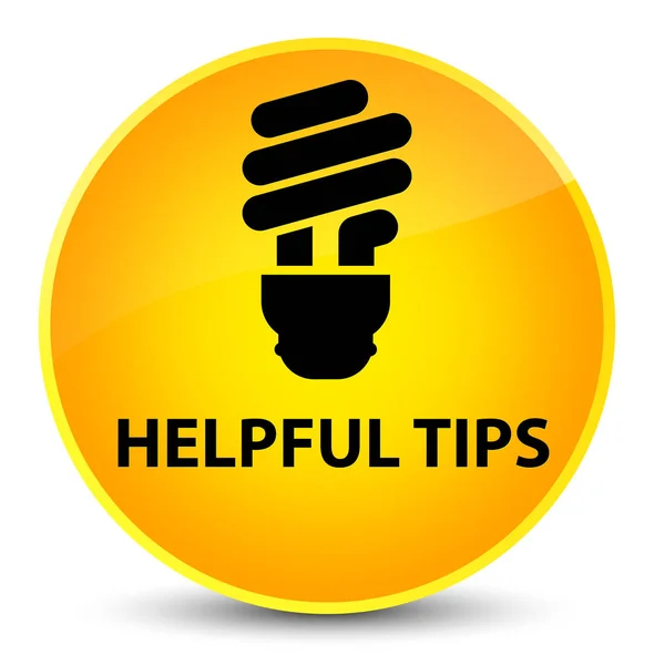 Χρήσιμες συμβουλές (εικονίδιο λάμπας) κομψό κίτρινο στρογγυλό κουμπί — Φωτογραφία Αρχείου