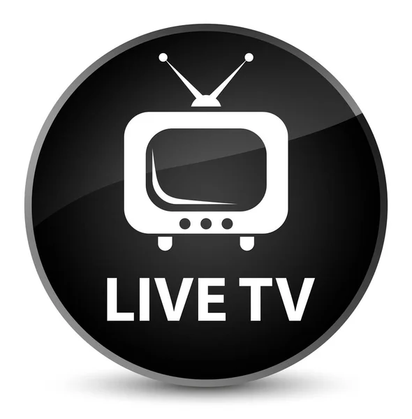 TV ao vivo elegante botão redondo preto — Fotografia de Stock