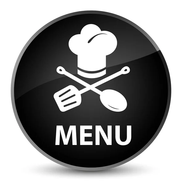 Меню (іконка ресторану) елегантна чорна кругла кнопка — стокове фото