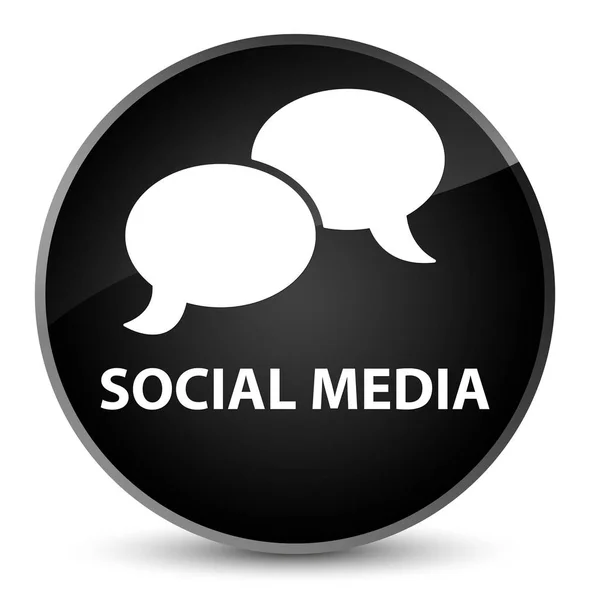 Social media (icona della bolla di chat) elegante pulsante rotondo nero — Foto Stock