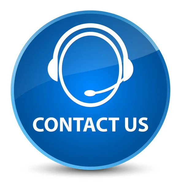 Зв'язатися з нами (піктограма обслуговування клієнтів) елегантна синя кругла кнопка — стокове фото