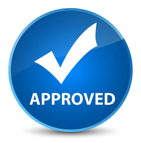 Approved (validate icon) elegant blue round button — Stock Photo, Image