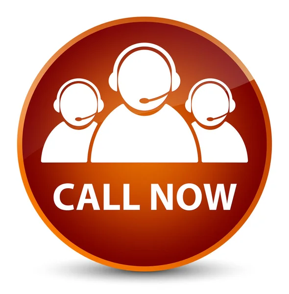 Call now (customer care team icon) elegant brown round button — Stock Photo, Image