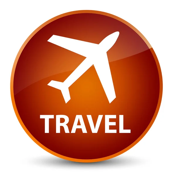旅行 (飛行機アイコン) エレガントな茶色の丸いボタン — ストック写真